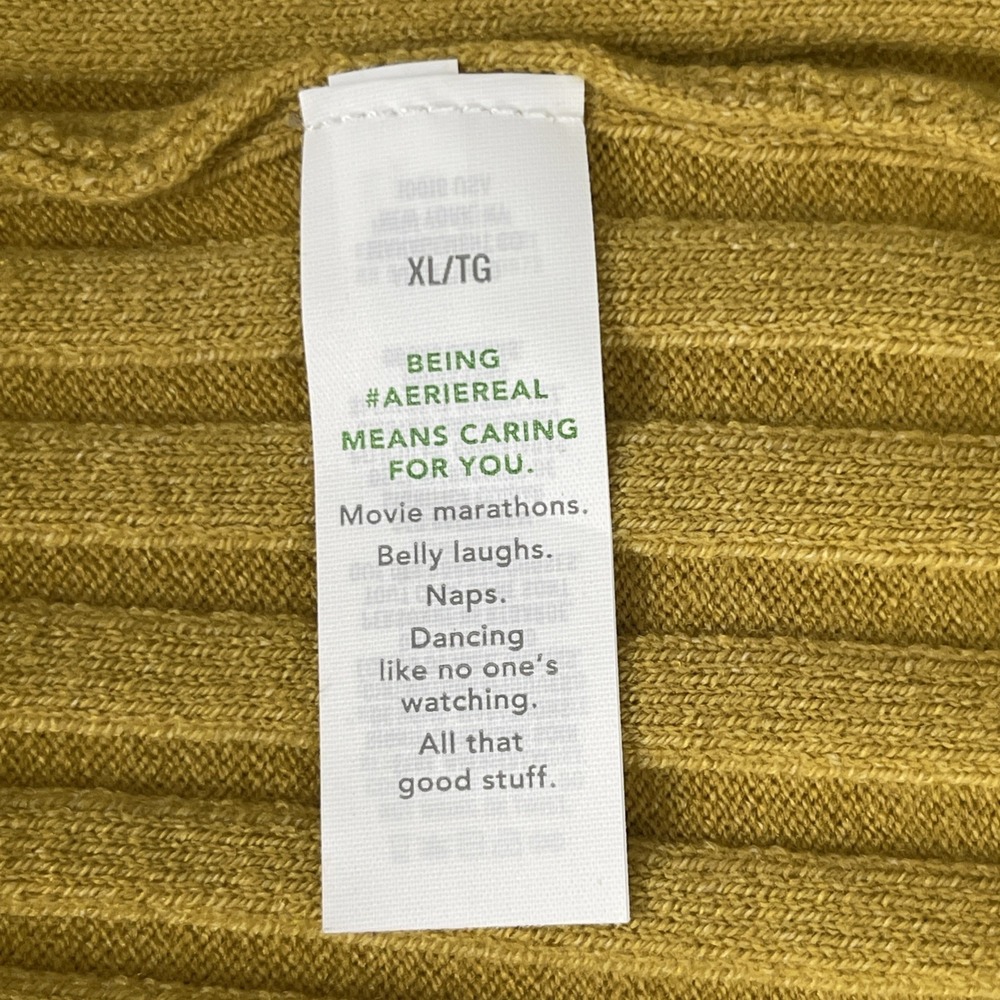 Aerie Take Charge Pleated Sweater Skirt Womens Size XL Mustard Yellow Stretch - Picture 7 of 11